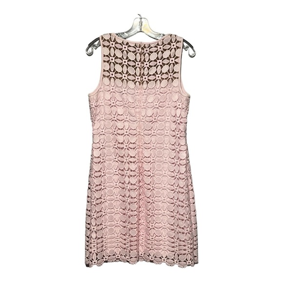 Lauren Ralph Lauren Melia Geometric Lace Knit Sheath Dress 12 Pink Knee Length - Picture 2 of 10